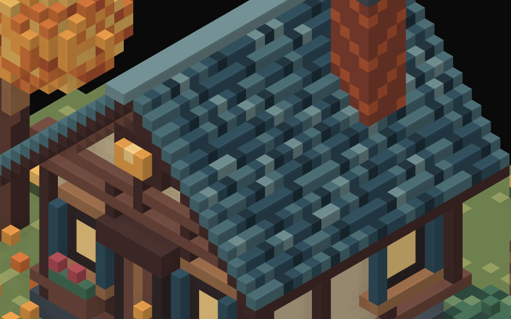 Close up of the cottage roof with ambient occlusion and no shadows